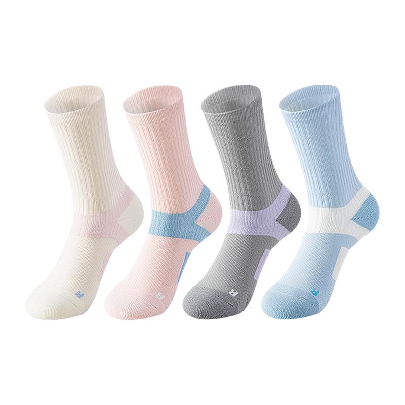 Женские спортивные махровые носки до середины икры - Влагоотводящие и амортизирующие, Идеальны для весеннего и осеннего бега и бадминтона