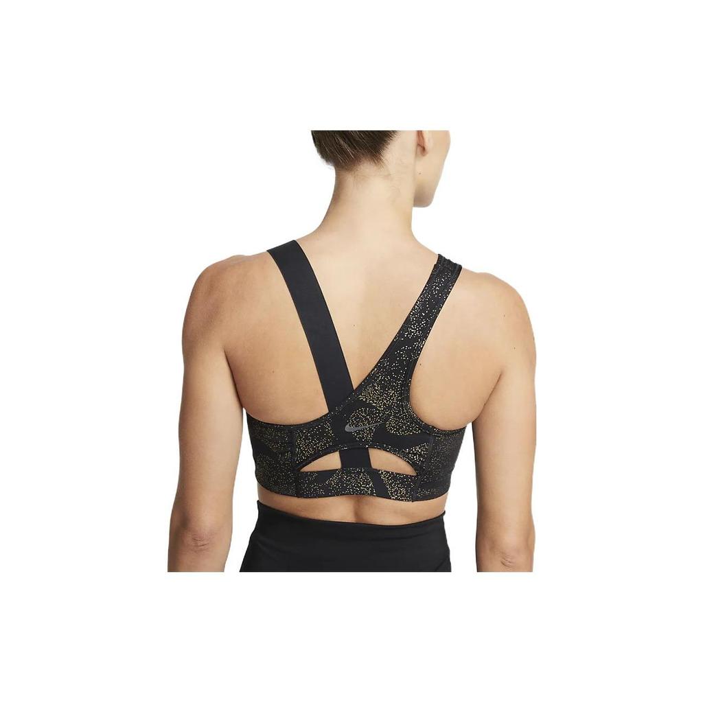 Nike Асимметричный спортивный бюстгальтер с логотипом в горошек, женское нижнее белье, черный цвет DQ5243-010