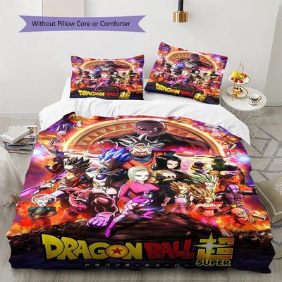 Постельное белье с узором Dragon Ball Super, Комплект одеяло, Пододеяльник, Наволочка, Домашний подарок на день рождения (1 пододеяльник + 2 наволочки, без наполнителя)