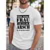 Funny German Phrase Marriage Humor T-Shirt - "Ohne Mein Frauchen" Translation Print - Lightweight Regular Fit Big & Tall Tee Suitable for Men -