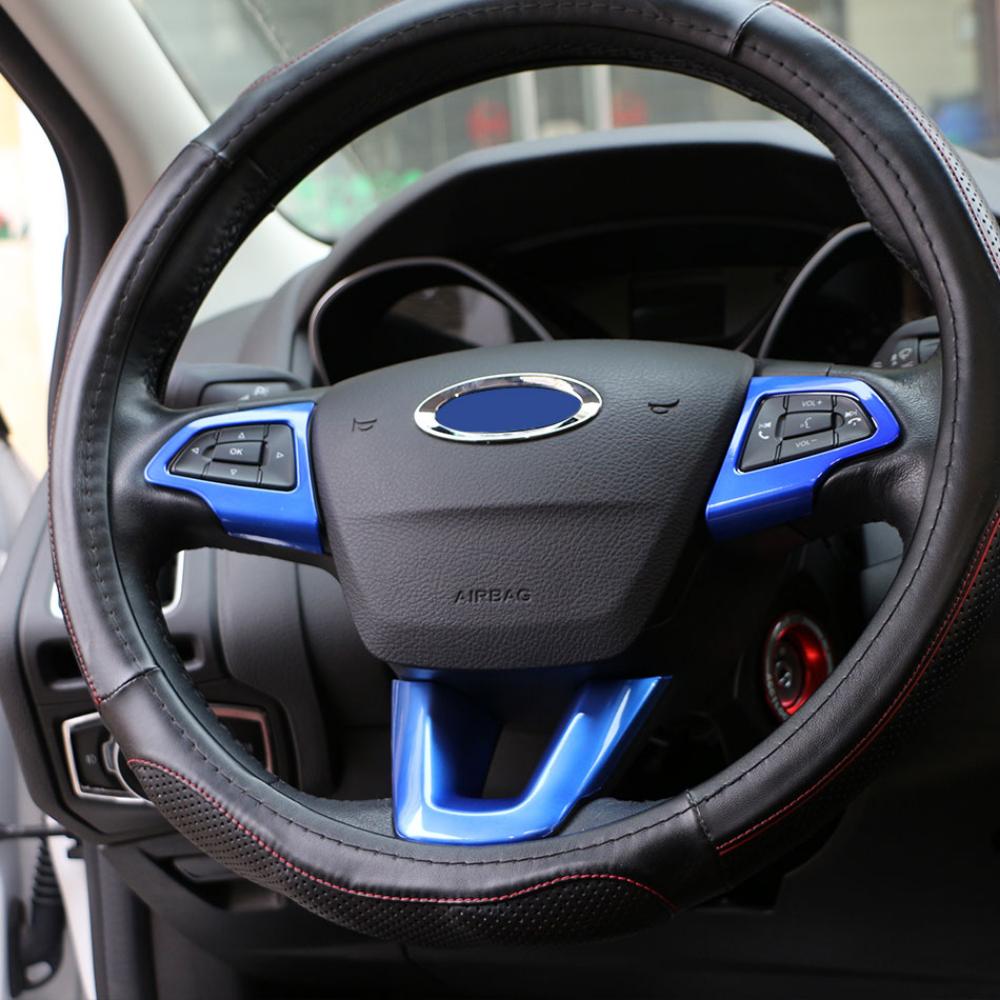 ABS Paint Car Steering Wheel Decoration Trim Sequins Sticker for Ford Focus 3 MK3 2015 2016 2017 2018