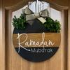1 шт. Гирлянда для двери Рамадан Мубарак - большого размера, из дерева, без перьев, для подвешивания на дверь, без электричества, украшение для дома на Рамадан, подходит для праздника Ид