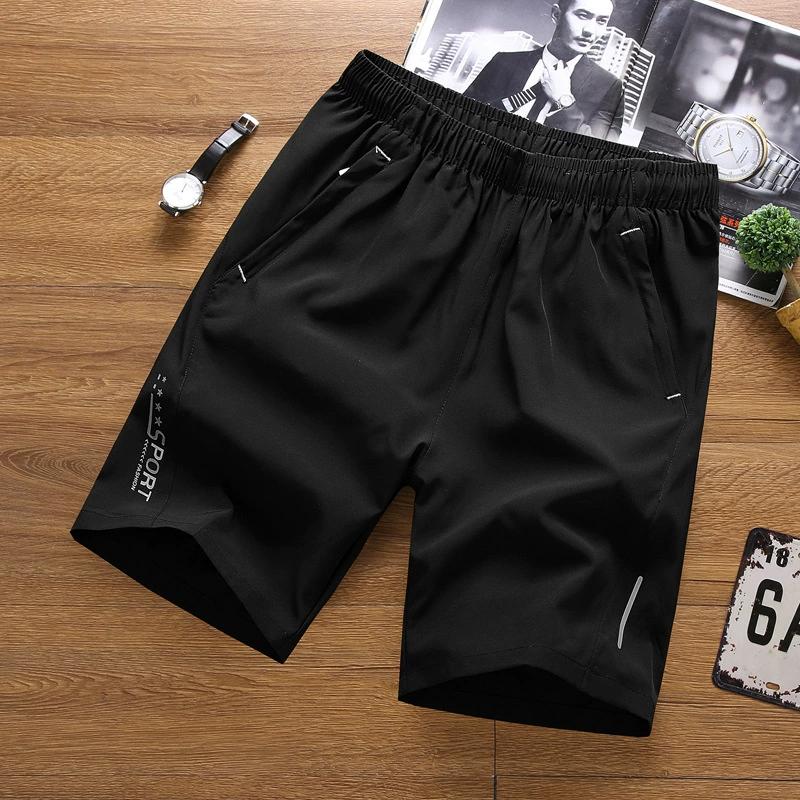Мужские летние шорты большого размера из быстросохнущей ткани для пляжа, повседневные, пятиминутные, тонкие, эластичные, спортивные штаны