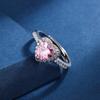 Classic Heart Stone 925 Silver Finger Ring Platinum Plated Pink Zirconia Rings
