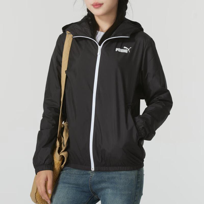 Puma Удобная ветрозащитная куртка с капюшоном и дышащим логотипом для бега, женские куртки, черная 672909-52