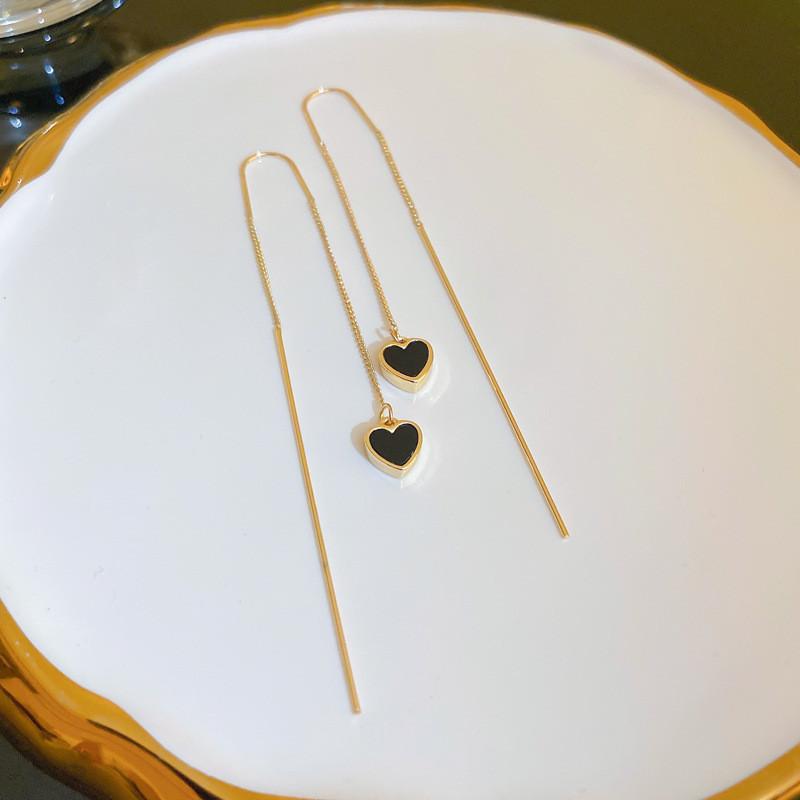 Geometric Long Tassel Heart Square Pendant Drop Earring For Women Shiny Zircon Flower Leaf Earrings Charms Ear Line Jewelry