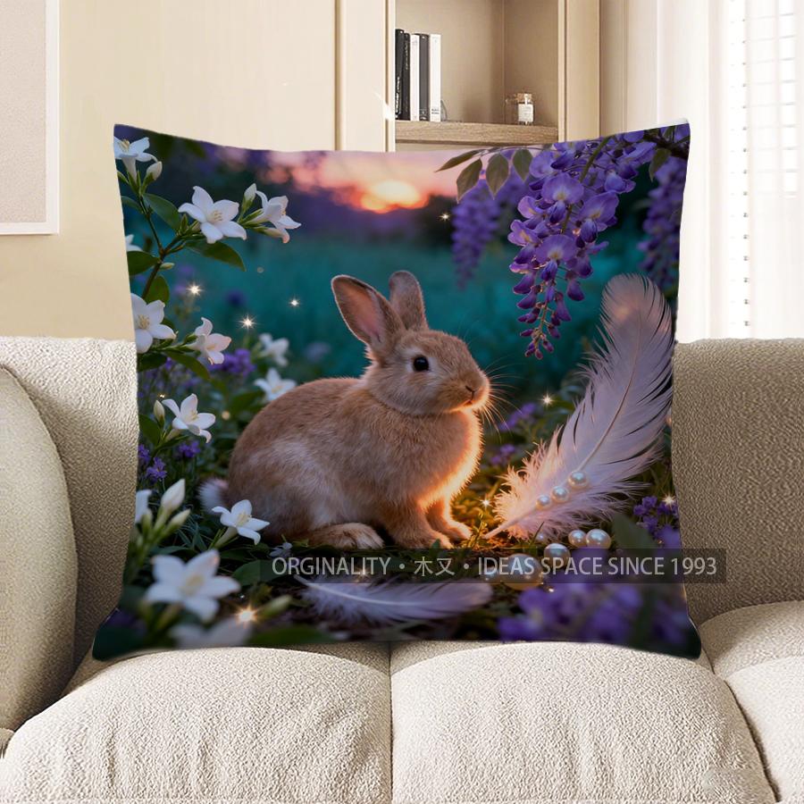 2D Очаровательный кролик и лебедь Садовый декор Подушка Выкройка Наволочка Подходит для дивана, спальни, автомобиля Наволочка