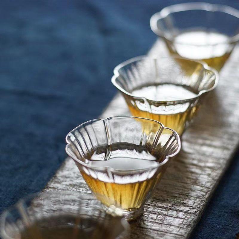 Японская мини-чашка для воды Цветочная Мини из термостойкого стекла Японская чашка для чая Кунг-фу Набор чайных чашек Бокалы Принадлежности