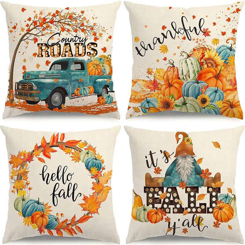 Подушка на День Благодарения с тыквой, Наволочка, Осенний растительный цветочный принт, Наволочка для дома, гостиной, дивана