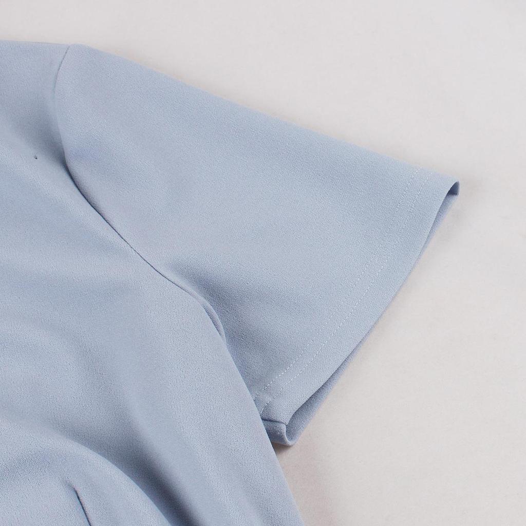 Женские ретро-платья в стиле свинга с короткими рукавами, V-образным вырезом, пуговицами-бантом, поясом, платье в стиле Хепберн, с высокой талией, повседневная одежда