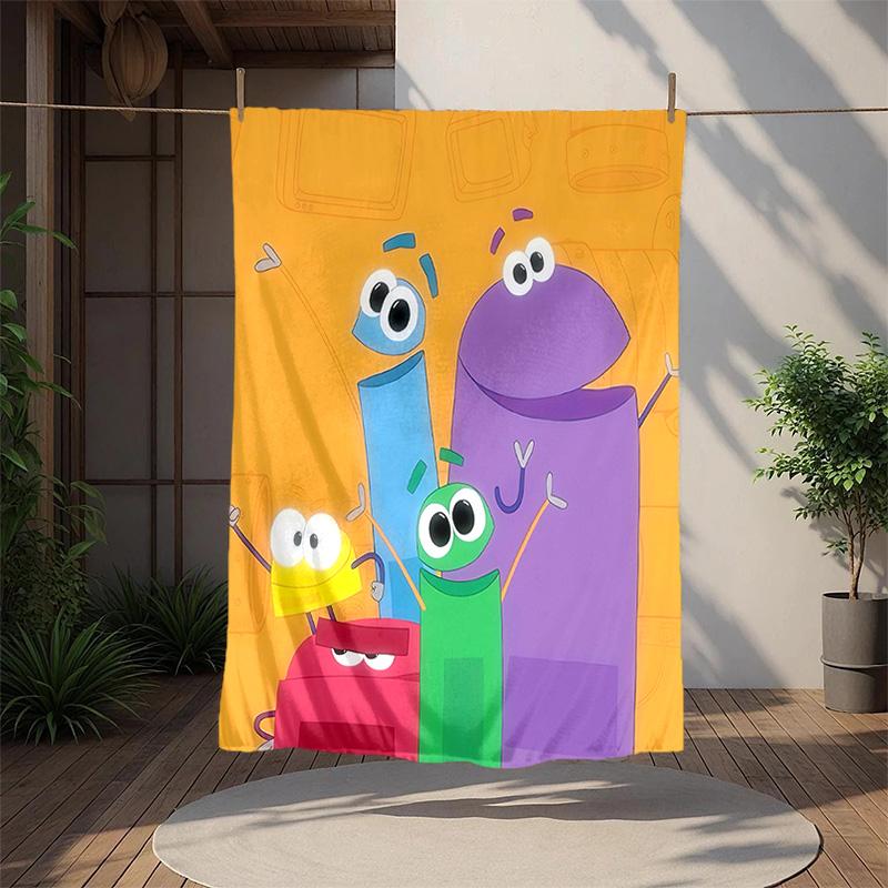 Ask Storybots Flannel Blanket Soft Warm All-Season Throw, Design for Camping, Car Travel, Hiking Sofa, Bed, Office Perfect Gift for Parties