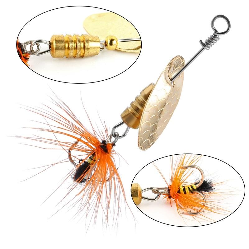 Fishing Spinners 4pcs Hard Metal Spinnerbaits Lures Kit for Bass Trout Walley with A Tackle Box