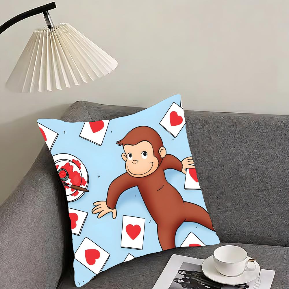 CCurious GGeorge Cartoon Cushion Cover Pillowcase Ultra Soft Skin Friendly Fabric Cloud Like Comfort Concealed Zipper
