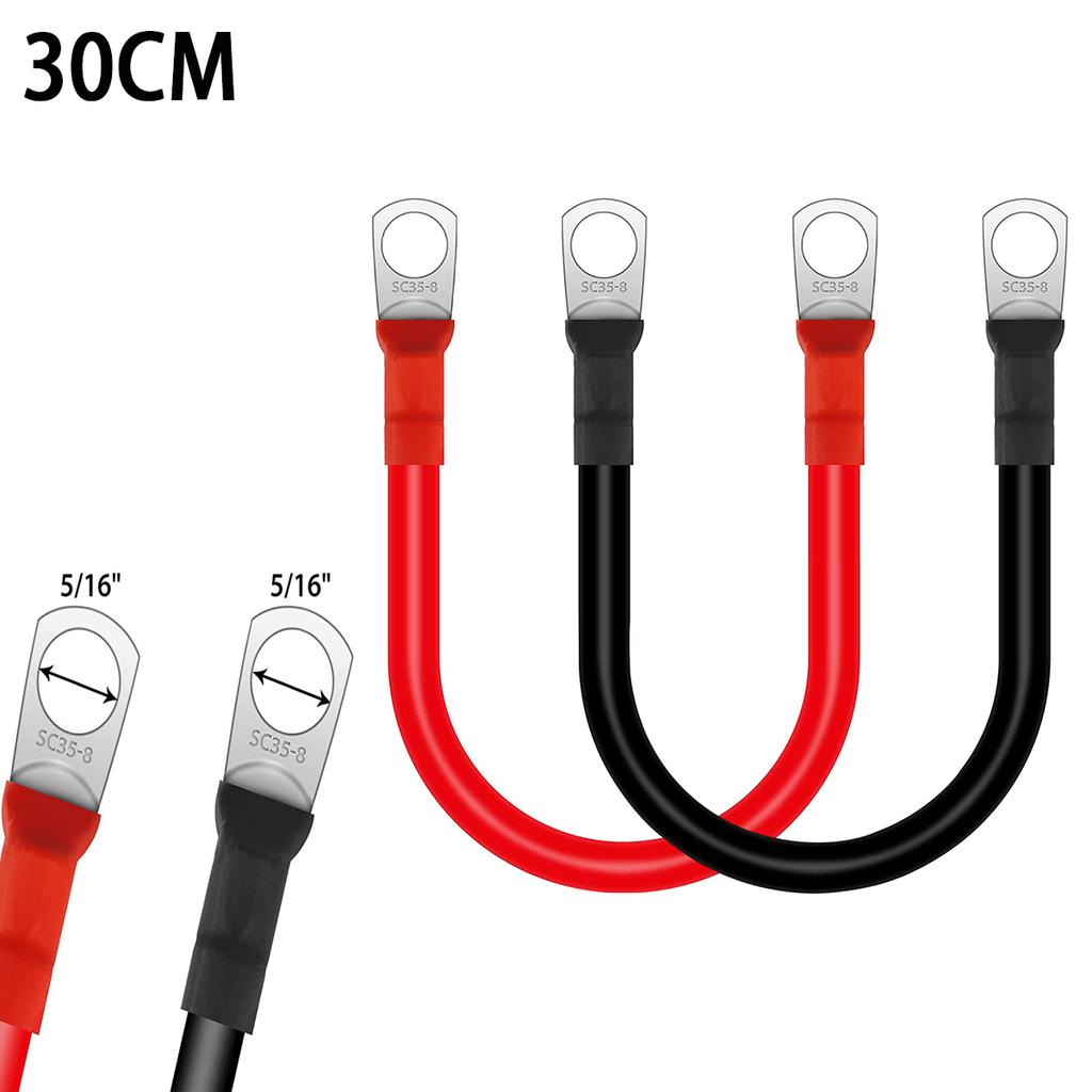 Battery Inverter Cable 2awg Car Battery Cable with Terminals 30/60cm Stranded Copper Wire Connector for Car Rv Boat Solar