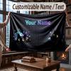 Cat Theme Throw Blanket Custom Name Text Personalized Blanket Soft Cozy Blanket for Home Sofa Bed