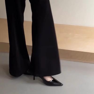 Мода 2025 Женская обувь Высокое качество Слипоны Женские туфли-лодочки Осень Острый носок Однотонные Модные С мелким вырезом Высокие каблуки Туфли-лодочки Женские