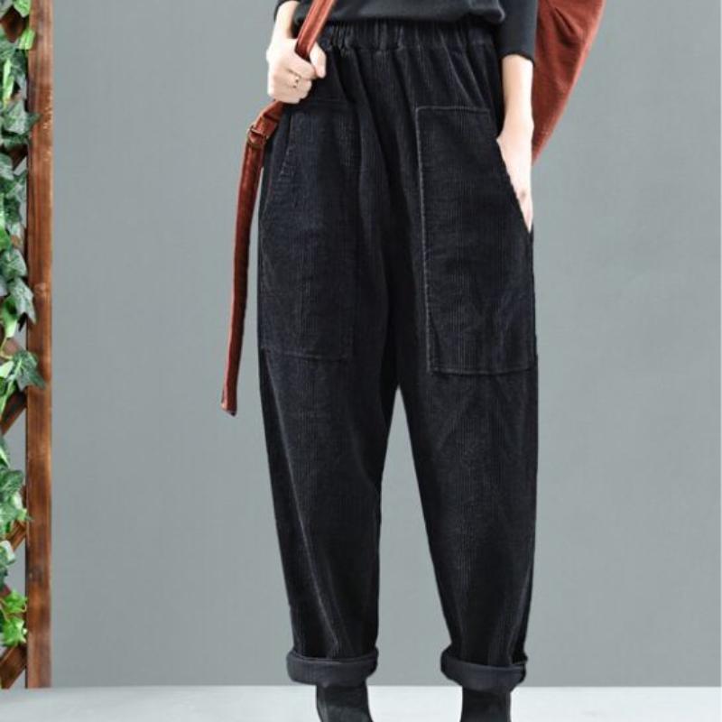 Повседневные свободные вельветовые брюки с эластичной резинкой на талии, весенне-осенние брюки-шаровары