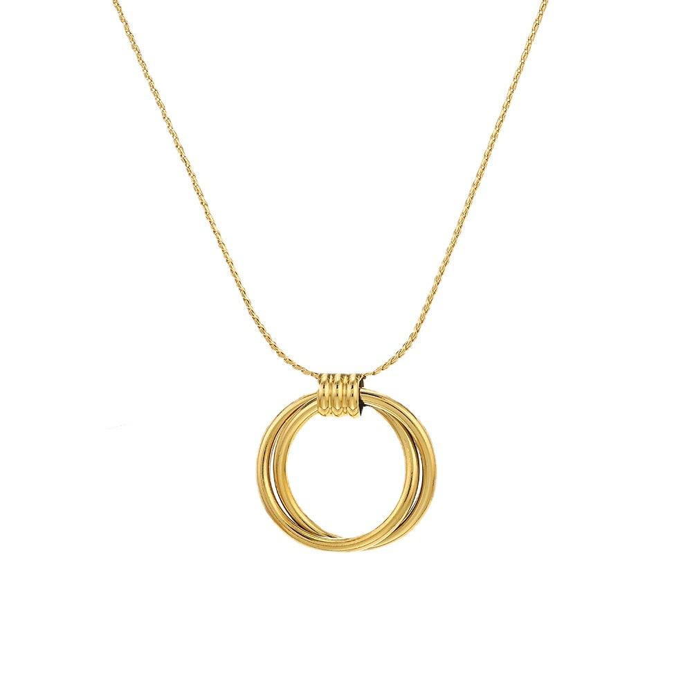 European and American simple round titanium steel necklace women's niche design sense temperament versatile hollow ring collarbone chain