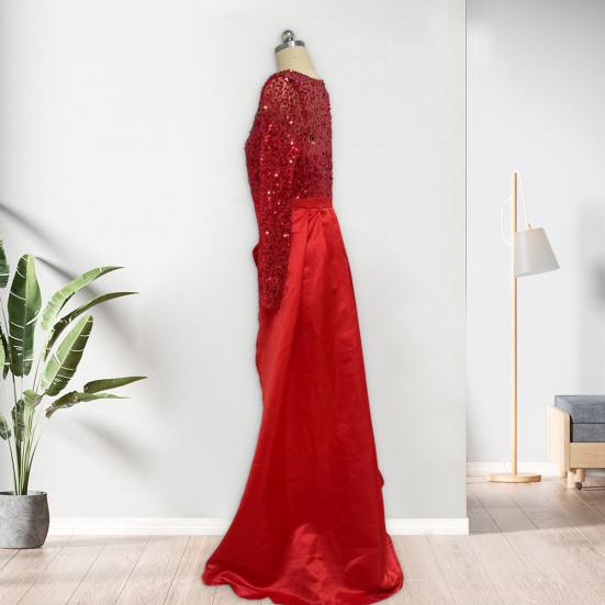 Платье макси с длинным рукавом из прозрачной сетки с пайетками для женщин, свободное блестящее А-силуэтное длинное платье, формальное коктейльное вечернее платье