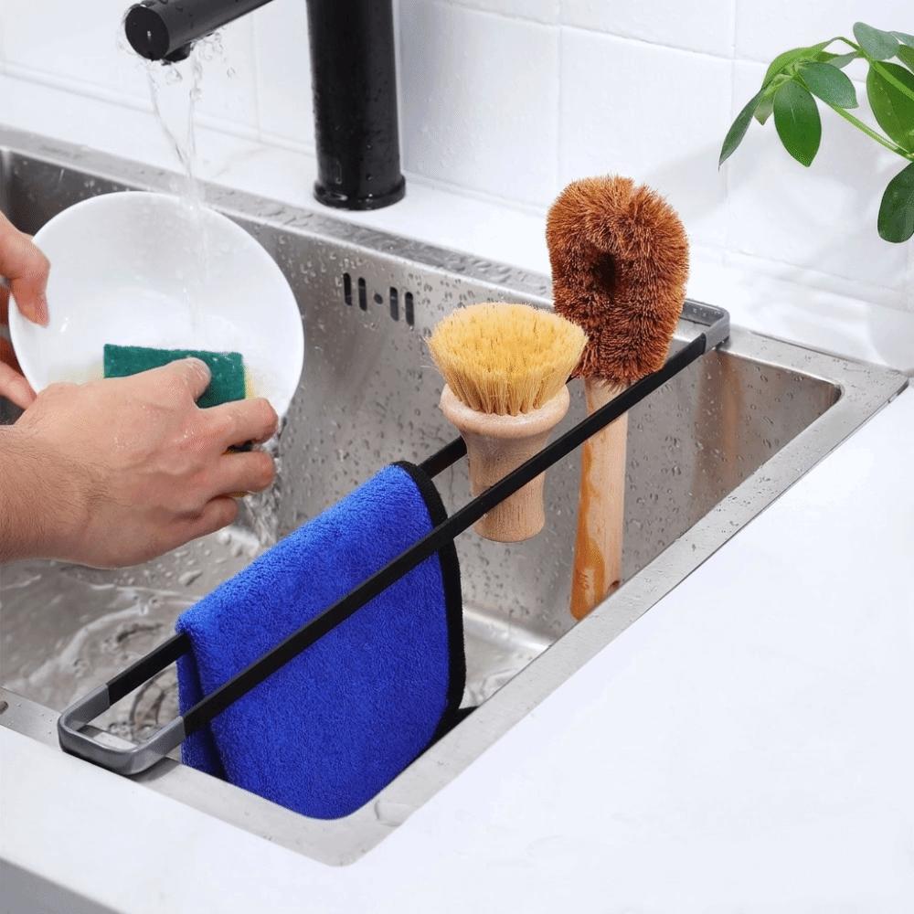 Metal Sink Organizer Multi-Functional Dish Drying Rack Multi-functional Towel Rack  Over The Sink