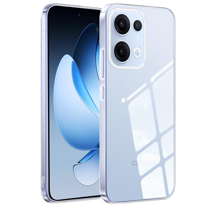 Freeson Compatible with OPPO Reno13 Phone Case, Slim Full Protection Shockproof Clear TPU Soft (With Ring Holder And Lanyard), Transparent