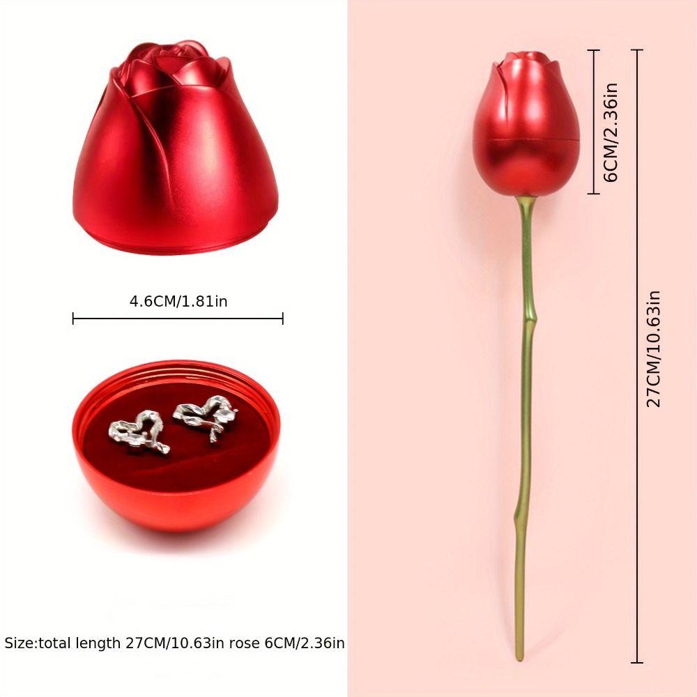 Романтичная шкатулка для хранения украшений, красная подарочная витрина, простая имитация розового кольца, шкатулка ко Дню святого Валентина