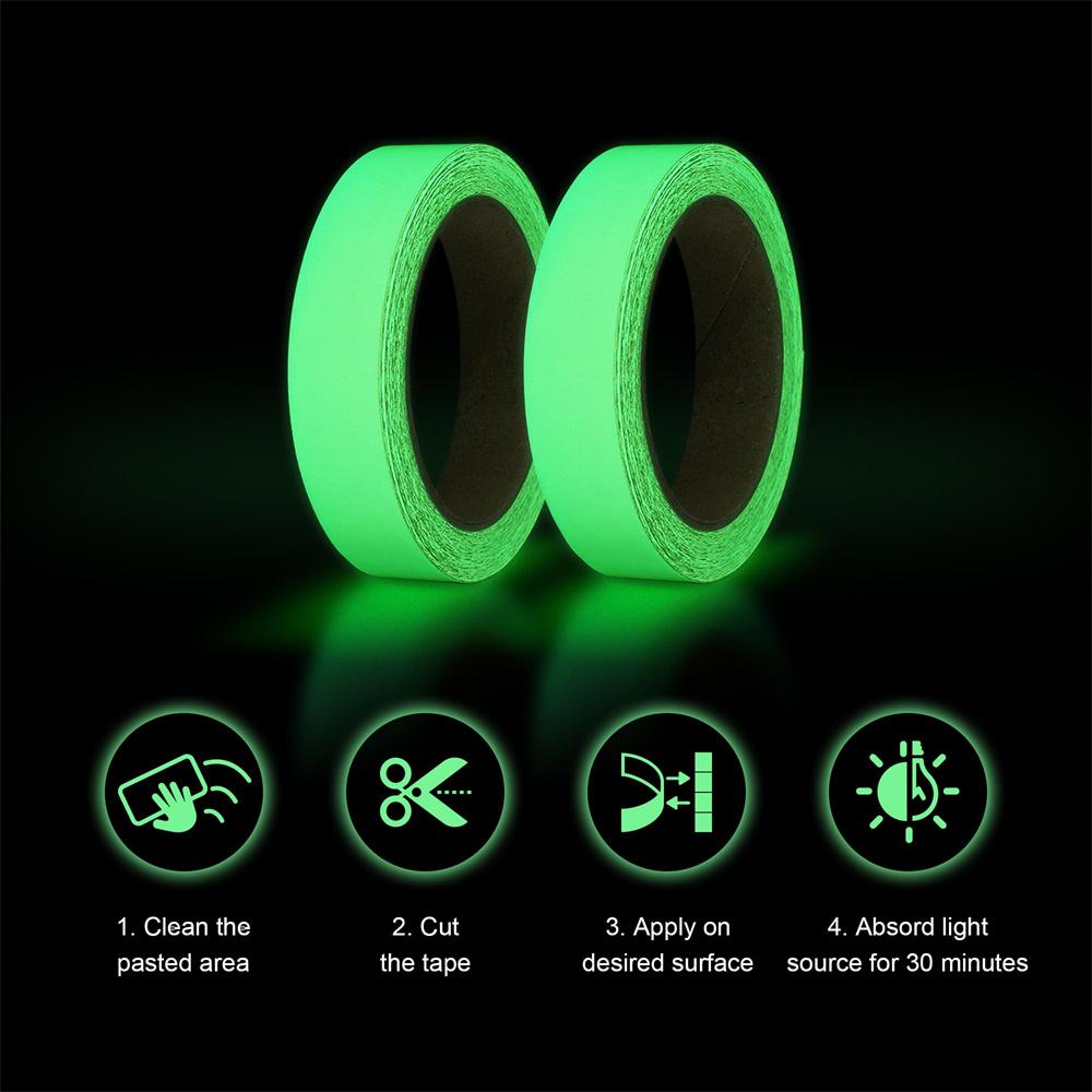 1cm/2cm/3cm/5cm*5M Glow In The Dark Tape Green Luminous Photoluminescent Luminescent Emergency Safety Egress Markers Stairs Step