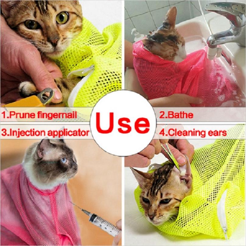 Fashion Pet Cat Grooming Nail Clipping Bathing Restraint Bag No Bite Scratch Fitted Mesh Bag