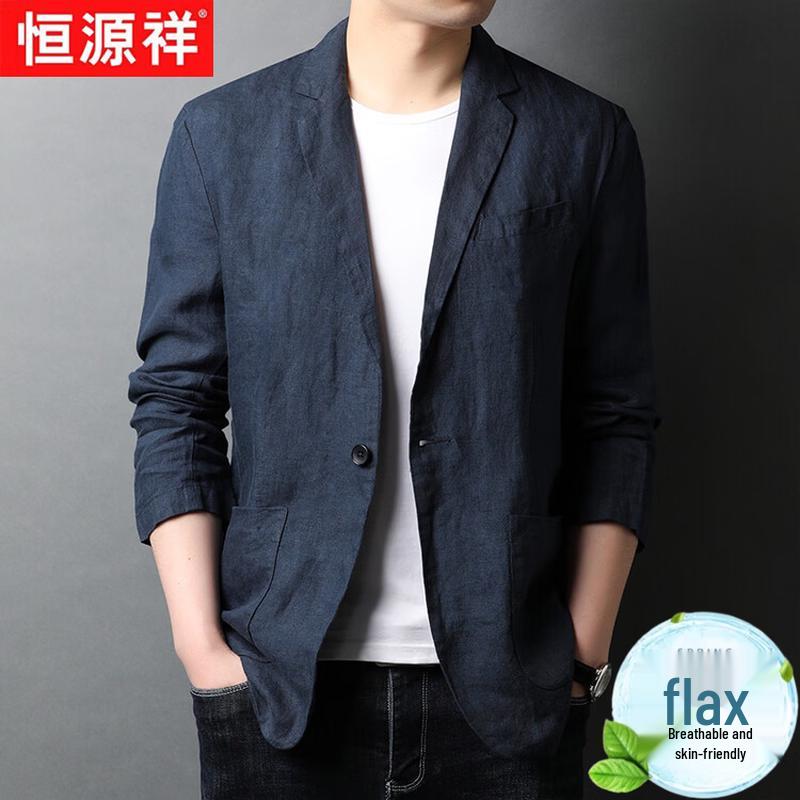 Мужской блейзер Hengyuanxiang, 100% лен, в стиле business casual