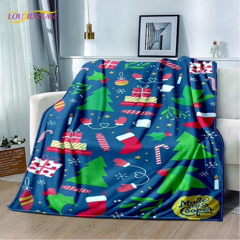 Merry Christmas Tree Santa Claus Gift Plush Blanket,Flannel Blanket Throw Blanket for Living Room Bedroom Bed Sofa Picnic Hiking