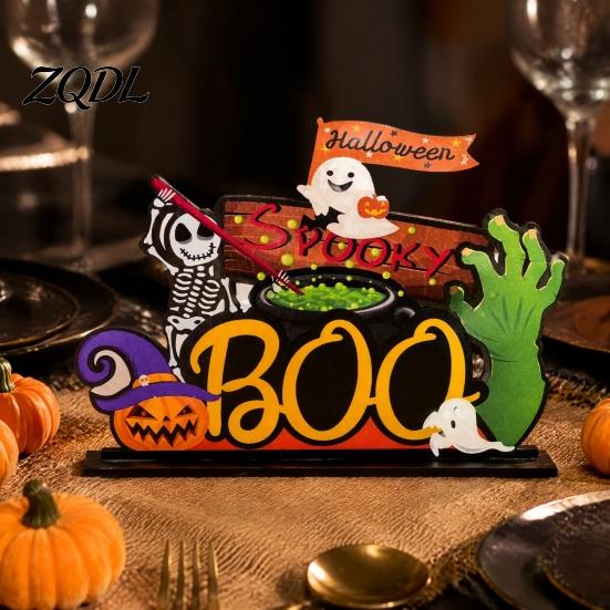 Halloween Party Supplies for Bars Tabletop Decor Signs, Pumpkin Ghost Gnome Wood Centerpiece Blocks, Spooky Goblins Ghosts Table Tiered Tray Ornaments