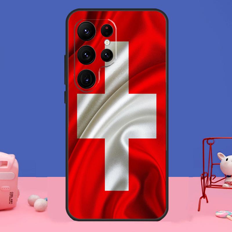 Швейцария Швейцарский флаг Художественный чехол для Samsung Galaxy S24 S23 S22 Ultra S20 S21 FE Note 20 S8 S9 S10 Note 10 Plus Чехол