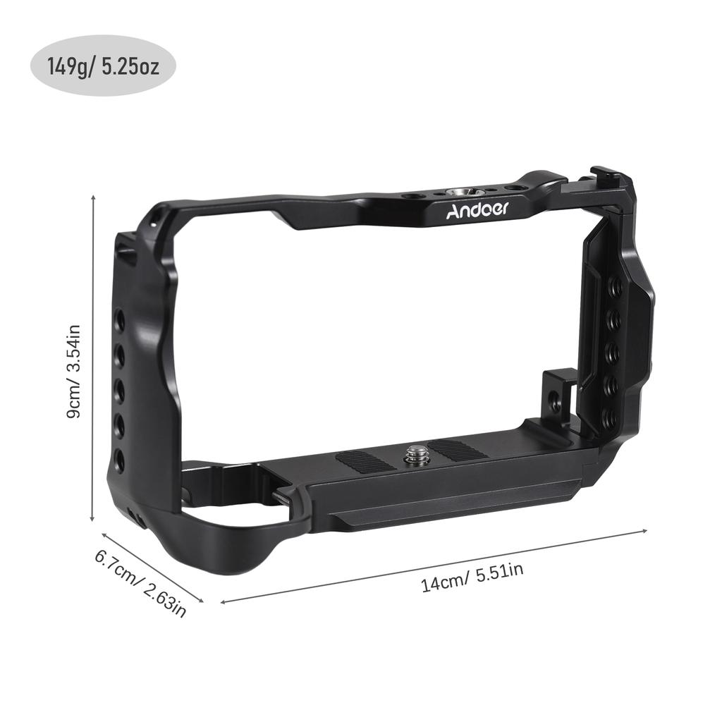 Andoer Клетка для камеры Видеоклетка для камеры из алюминиевого сплава с гнездом для магнитного ключа Крепление для холодного башмака Arca