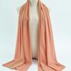 Women's Solid Color Pearl Chiffon Bubble Scarf, Long Silk Headscarf, 70x180cm, Middle Eastern Style