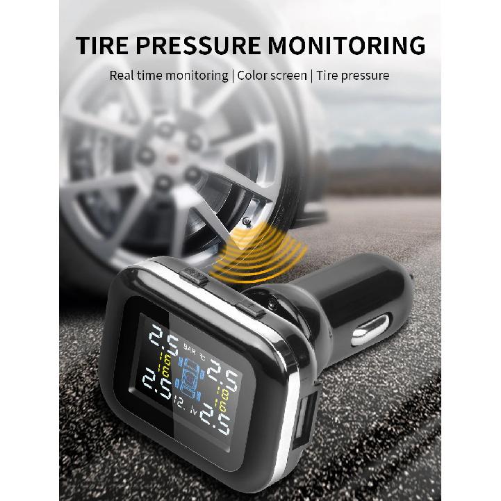 Умная USB-зажигалка TPMS Система контроля давления в шинах автомобиля 4 датчика Дисплей Давление в шинах Температура Предупреждение