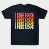 Мужская черная футболка с принтом I Feel Love - Ретро Типографический Дизайн Без Вырезания Термотрансферный Принт Хлопковая Футболка