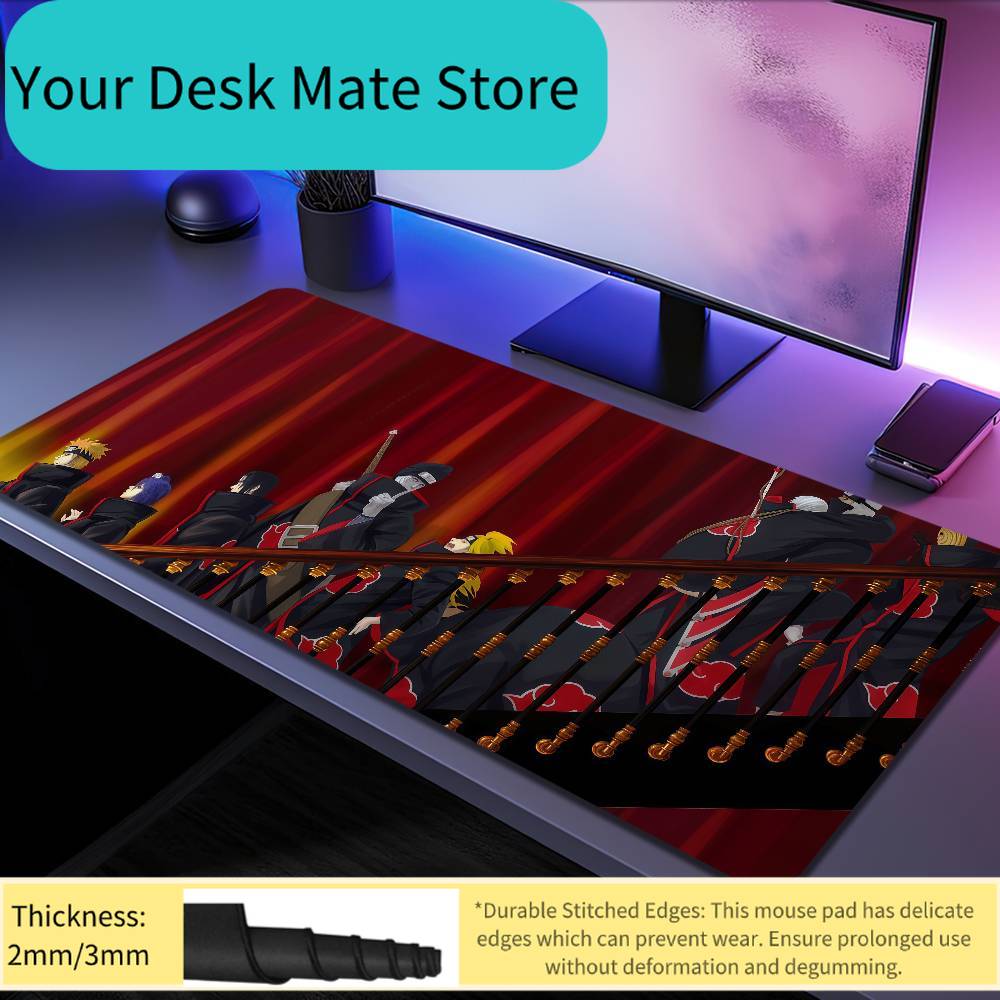 Anime NARUTO Akatsuki Mousepad Large Desk Mat Keyboard Ergonomic Office Rubber PC Non-slip Anti-fray Home Custom Game