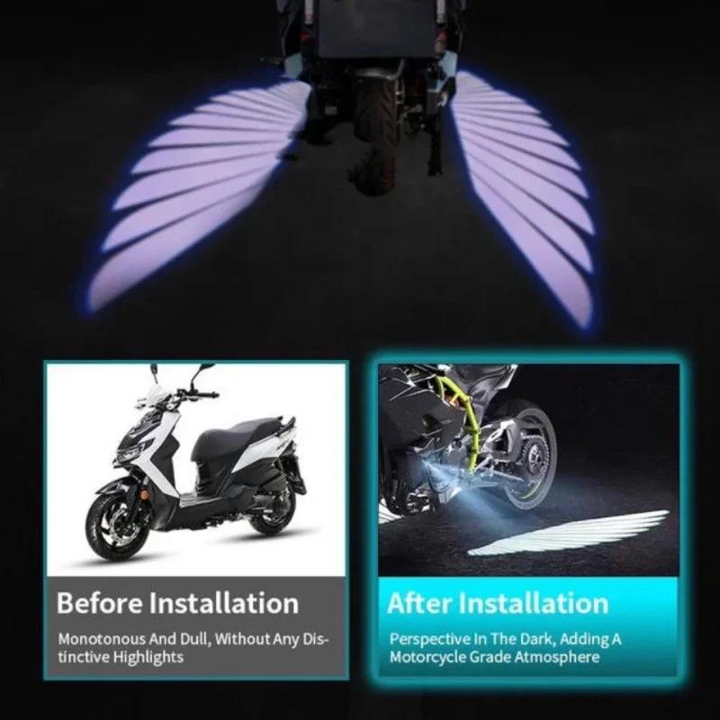 2Pcs Motorcycle LED Underbody Light Projector Ghost Angel Wings Laser Light Waterproof Ambient Accessories
