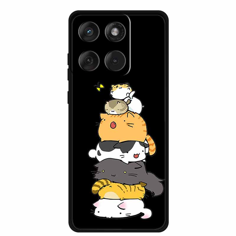 For Motorola G67 Power 5G 2025 Case Shockproof Soft Black Silicone Cute Cat Coque For Moto G67 Power Case 6.7" Cartoon Bumper