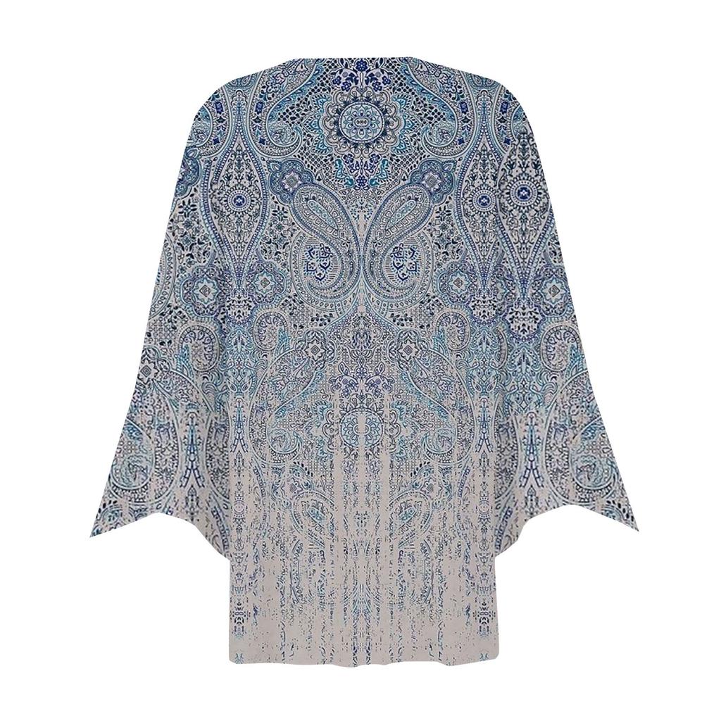 Women's Shirt Blouse Outerwear Print 3/4 Length Sleeve Casual Holiday Basic Button Tops