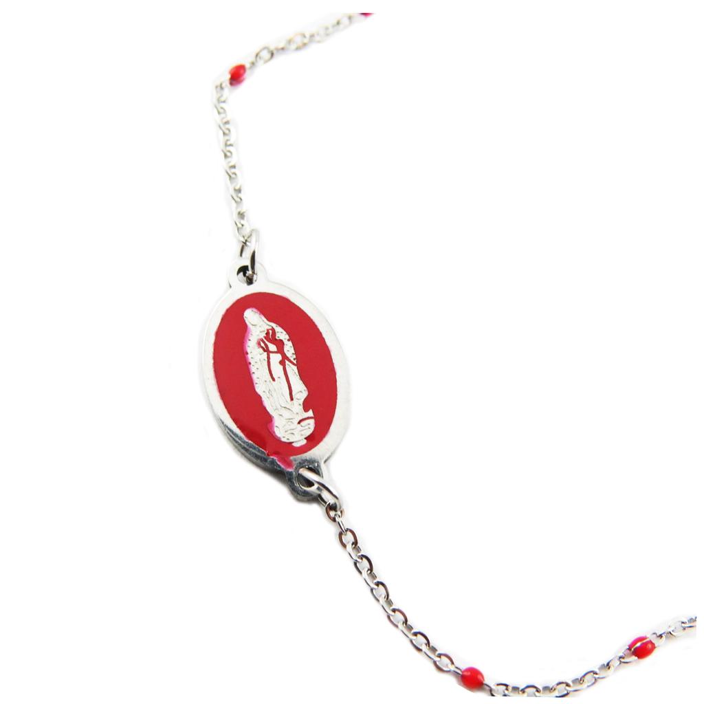 Les Trésors De Lily [R0125] - Дизайнерский стальной браслет «Дева Мария» серебристо-красный - 12x9 мм