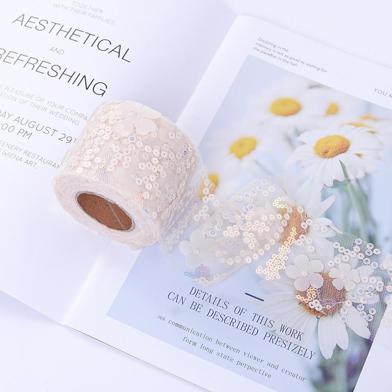 10 ярдов сетчатой ткани, рулон тюля, вышитые пайетки, цветы, тюль, тесьма, своими руками, аксессуары для волос, свадебные украшения для вечеринок, поделки