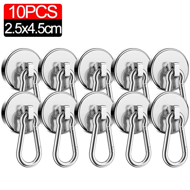 10/1 шт. прочные магнитные крючки, сверхпрочные неодимовые магнитные крючки с поворотным карабином, подвесные вешалки для кухни и ванной комнаты