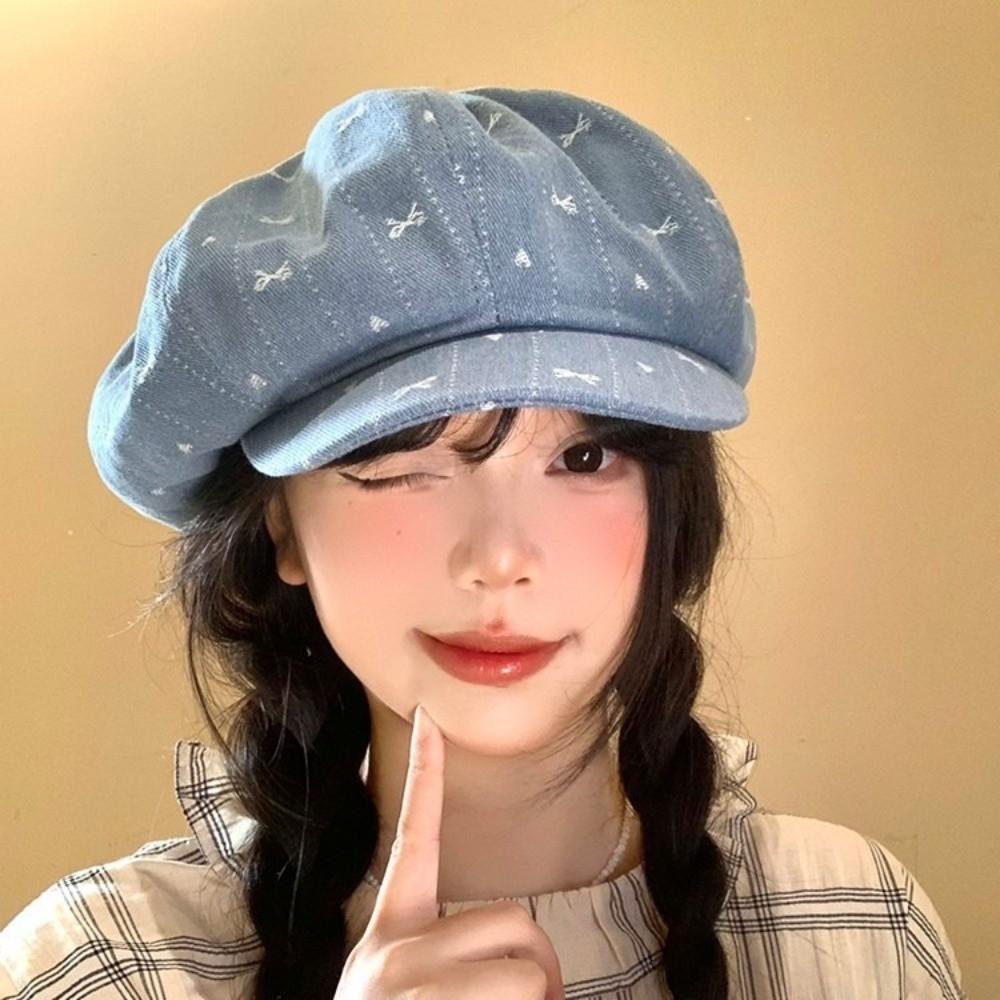 Японский Ретро Берет с Бантом Облако Кепка Газетчика Инс Восьмиугольная Кепка Весна и Осень