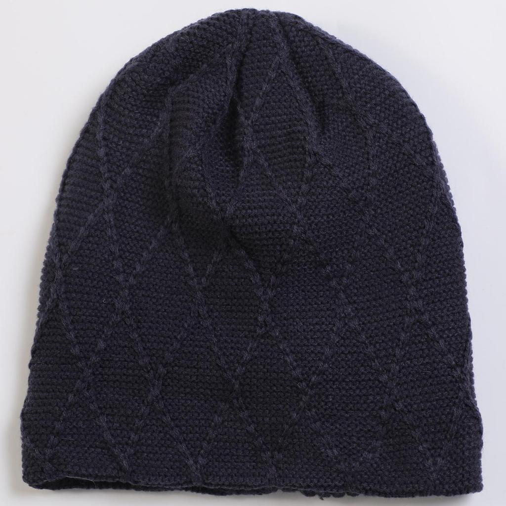 New Women's Knitted Pullover Hat Solid Color Mesh Diamond Plush Wool Cap Autumn Winter Ear Protection Pile Cap