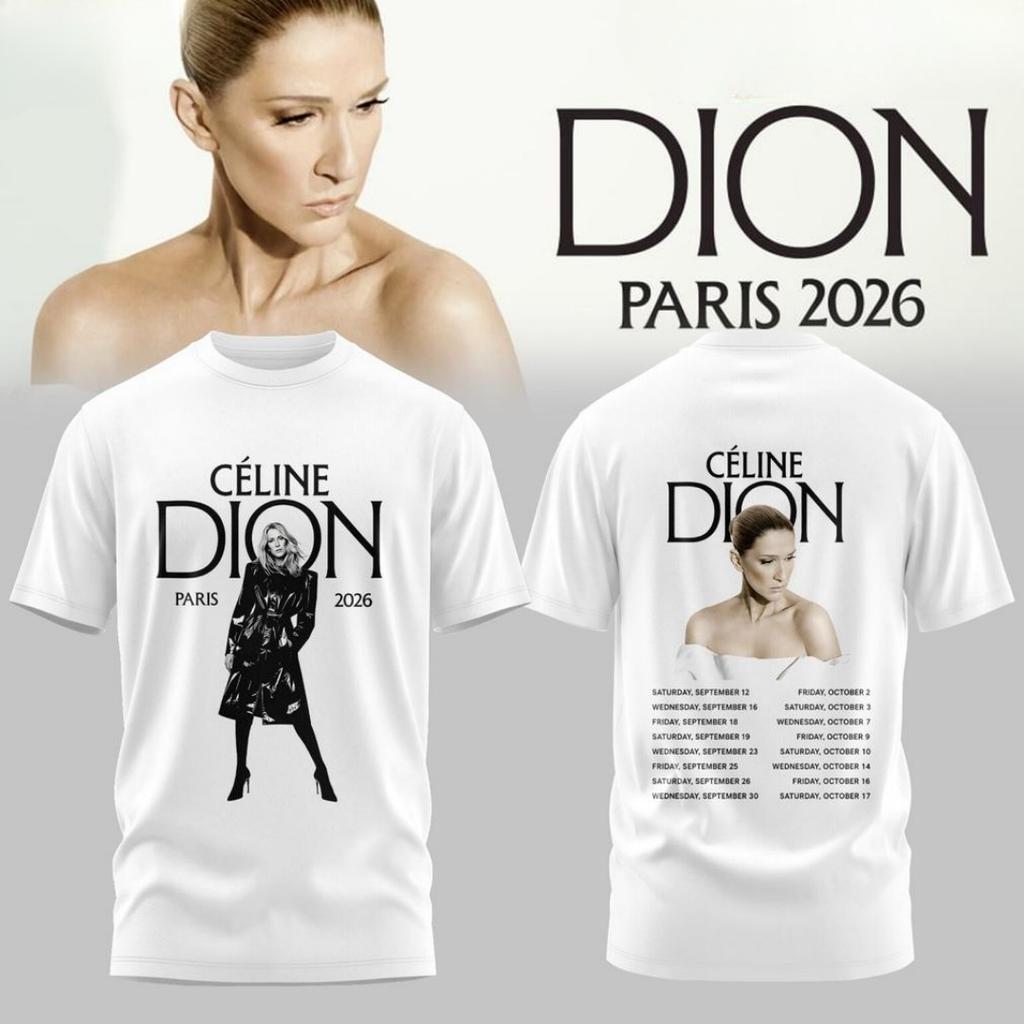 Celine Dion 2026 World Tour Courage Love Music Graphic Shirt Summer Leisure Men's T-Shirt Y2k Men and Woman Streetwear
