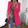 Женский твердый кардиган с открытыми передними карманами, формальный костюм, блузка с длинным рукавом, пальто