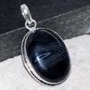 Banded Black Onyx 925 Silver Plated Pendant 1.8" Well Made Gift Trendy a6n60