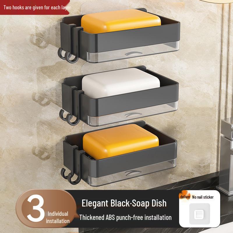 Wall-Mounted Double-Layer Soap Dish and Bathroom Rack - Punch-Free Drainable Design
