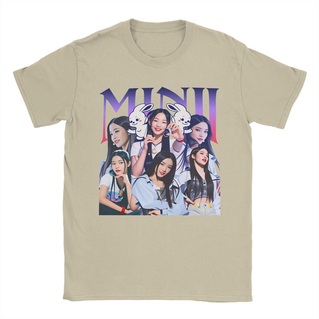 Minji TShirt Summer Kpop Music Fans Trendy Cool T Shirts Couple Pure Cotton Crew Neck Oversize Tees Short Sleeve Vintage Tshirt